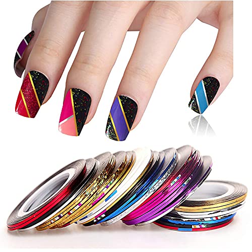 10 Colors Nail Striping Tape - Multicolor DIY Nail Art Decals for Professional & Home Manicures - Nail Tip Decoration Stickers for Salon, Party & Everyday Use