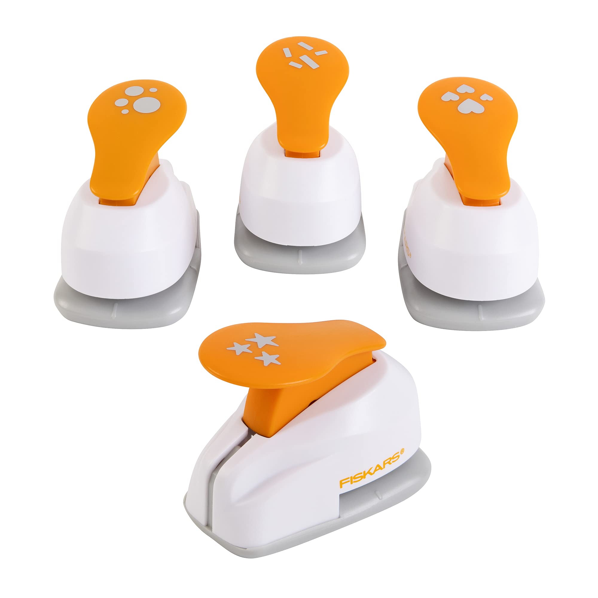 Fiskars 4-Pack Hole Punch Confetti Maker Set - Star, Heart, Circle & Rectangle Shapes for Scrapbooking, Gift Wrapping, Party Decorations - Premium Arts and Crafts Tools for DIY Projects