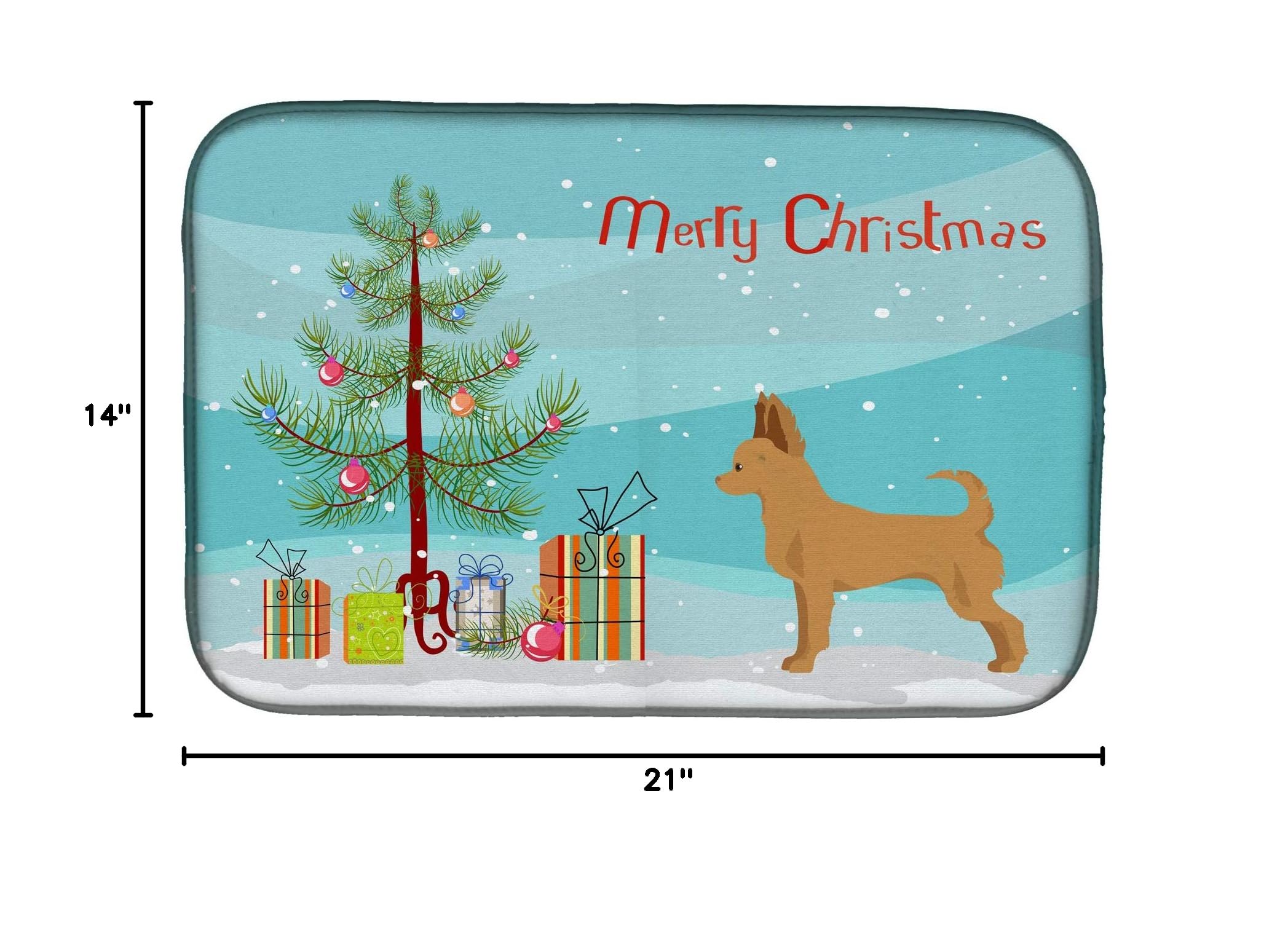 Chion Christmas Tree Dish Drying Mat - Absorbent Kitchen Counter Mat 14x21