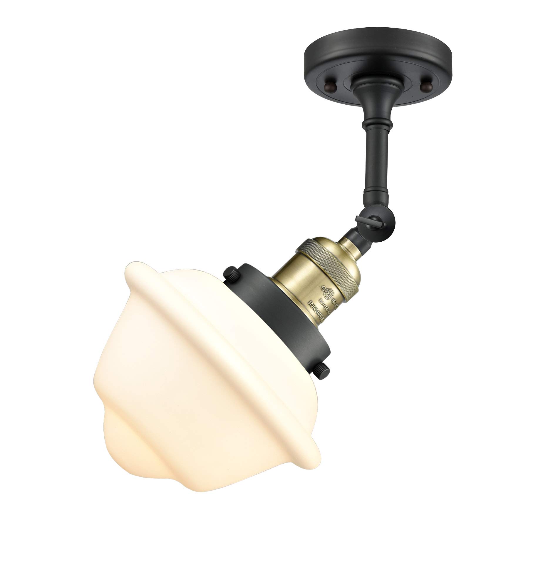 Innovations 201F-AB-G534 1-Light Semi-Flush Mount Ceiling Fixture in Antique Brass - Perfect for Bedroom, Hallway, or Entryway Lighting