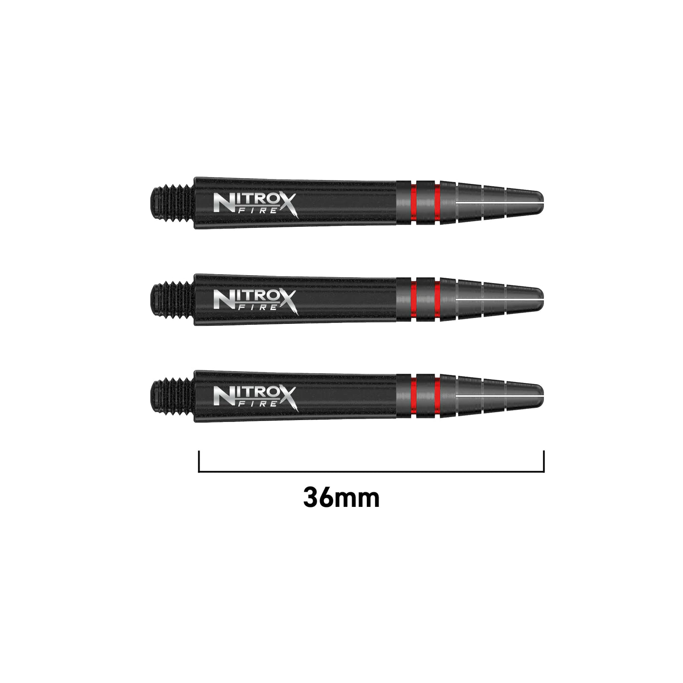 RED DRAGON Nitro X FIRE Composite Dart Shafts - 36mm SHORT Length for Precision Darts | Professional Dart Accessories for Steel Tip & Soft Tip Darts | Perfect for Tournaments, Bars & Home Practice