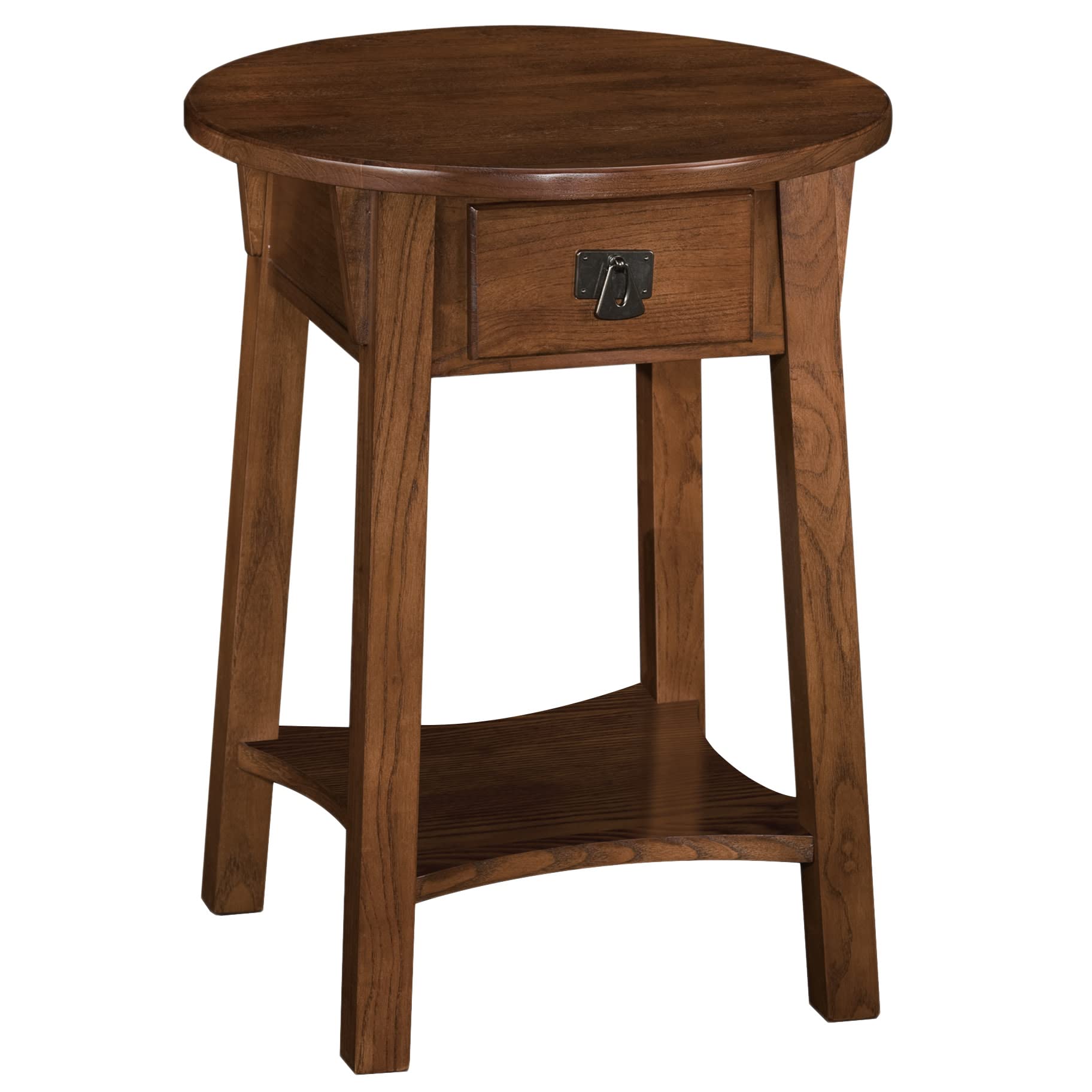 Leick Home 9056-RS Solid Wood Round End Table with Drawer - Rustic Mission Style Side Table for Living Room, Bedroom & Office - Perfect for Holding Lamps, Books & Decor