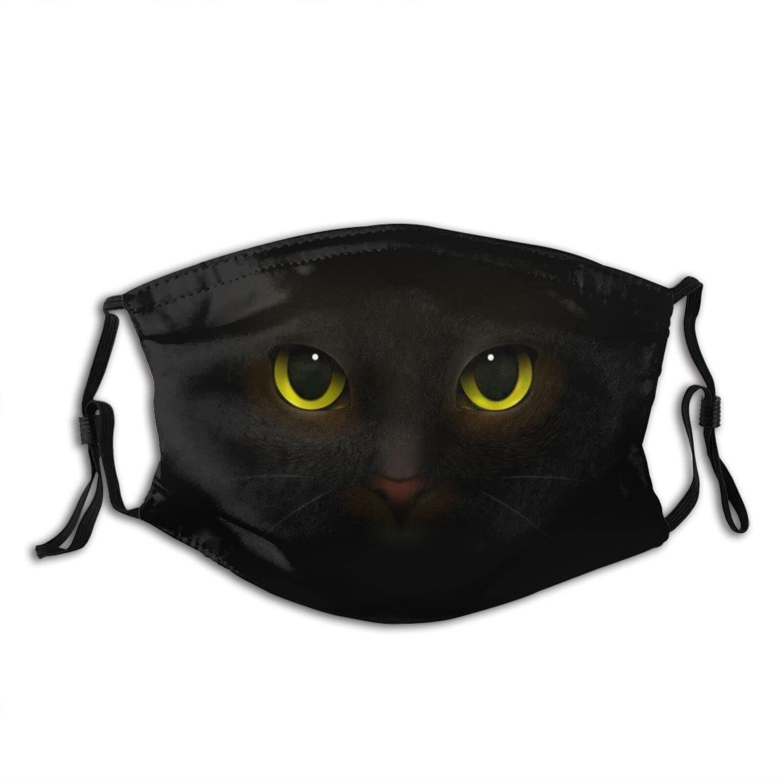 Funny Cute Cat Face Mask with Filters - Washable & Adjustable Reusable Bandana Mask for Men & Women - Perfect for Halloween, Cosplay, and Everyday Wear