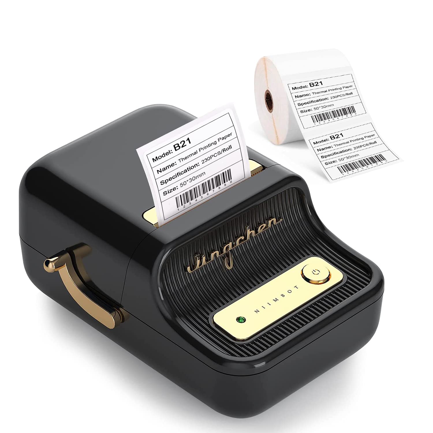 2 Inch Thermal Label Printer B21 with Tape - Wireless Bluetooth Portable Sticker Maker for Small Business | Compatible with iOS & Android | Print Barcode, Address & Text Labels | Perfect for Shipping, Inventory & Retail (Black)