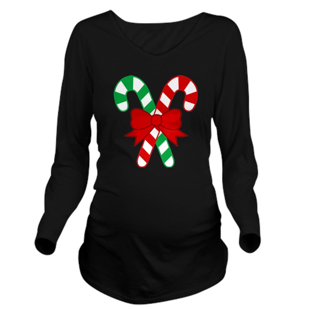 Christmas Long Sleeve Maternity T-Shirt for Pregnant Women - Comfortable Holiday Maternity Tee for Family Photos & Christmas Parties
