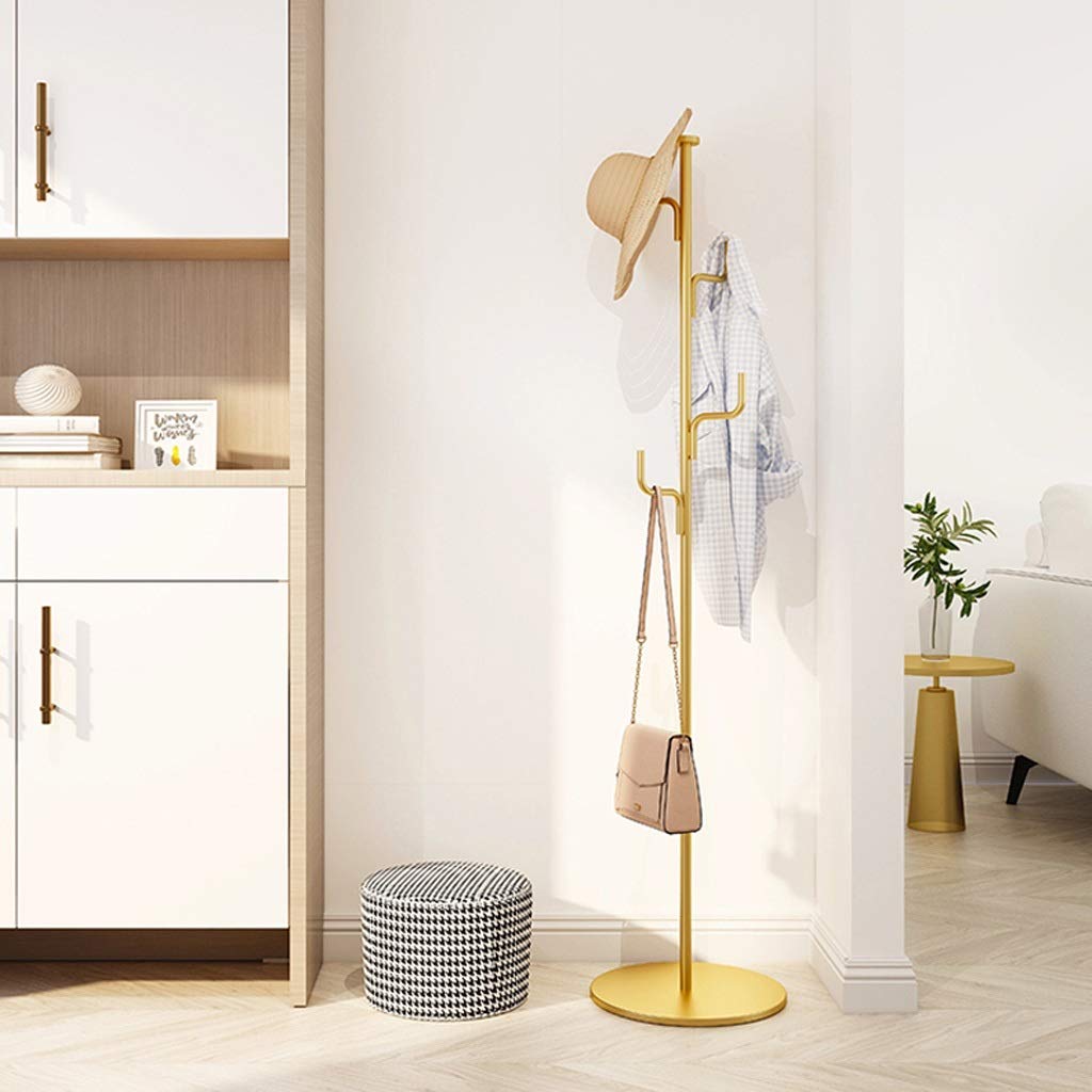 Modern Iron Coat Rack Tree - Gold Entryway Coat Stand with Hooks for Hallway, Bedroom & Mudroom | Space-Saving Hanging Organizer for Jackets, Hats, Scarves & Bags | Durable & Stylish Home Decor