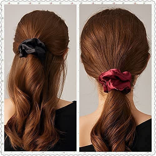 INDVIK Satin Silk Hair Scrunchies for Women - Soft Fluffy Hair Ties & Ponytail Holders for Fine & Curly Hair - 1pc Set (Perfect for Everyday Use, Work, Gym & Special Occasions)
