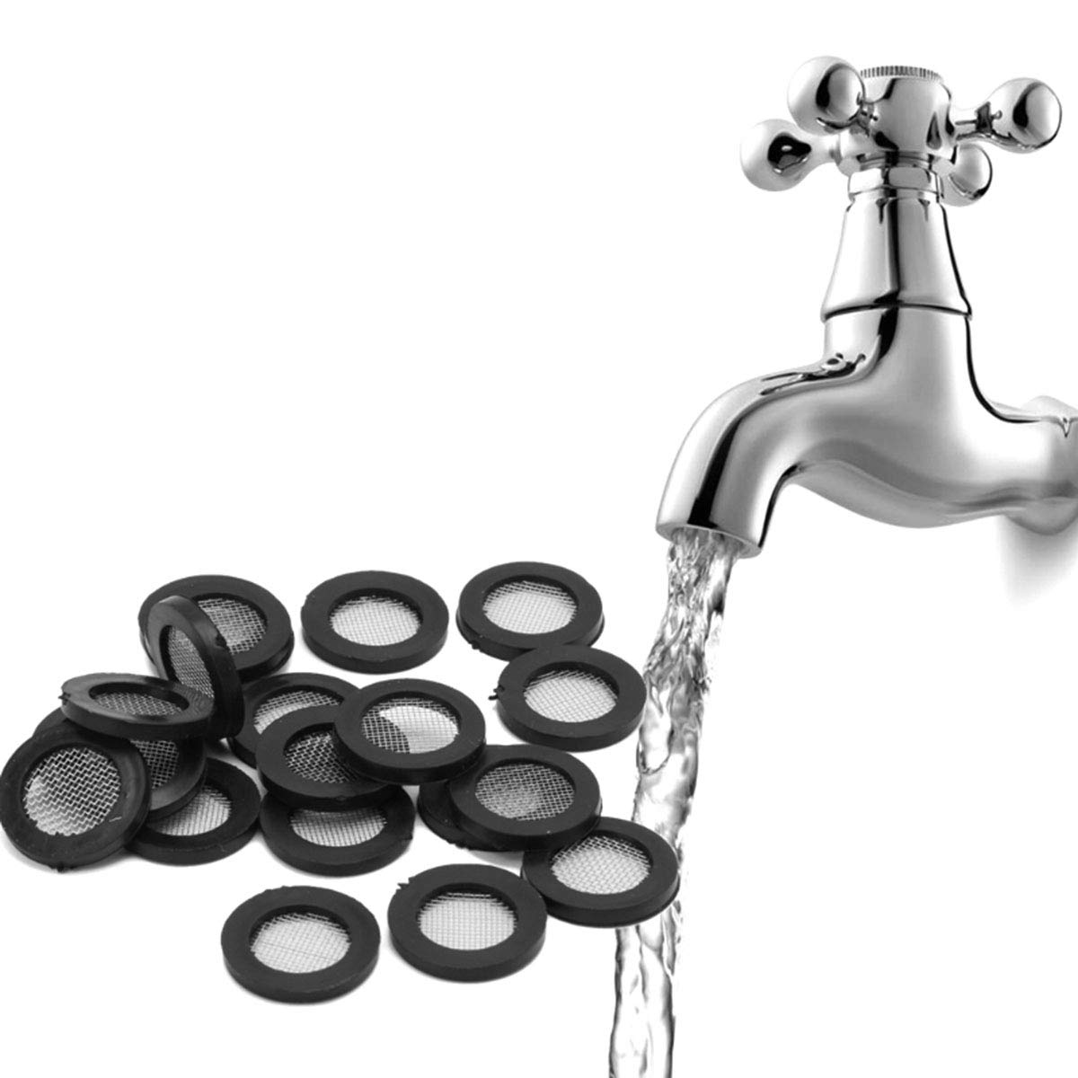 DGZZI 20PCS 1/2 Inch Shower Hose O-Ring Kit - Stainless Steel Filter Washers for Shower Heads & Garden Hoses