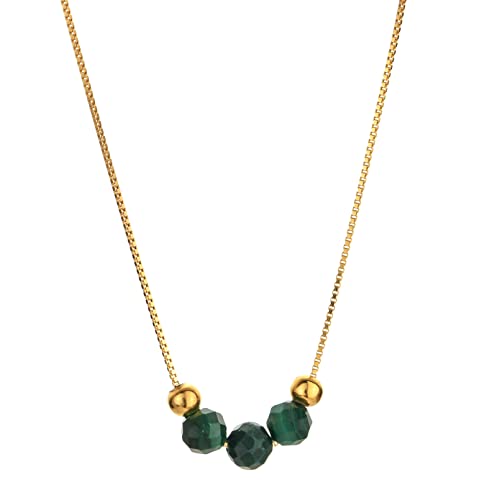 Yellow gold chain+Malachite