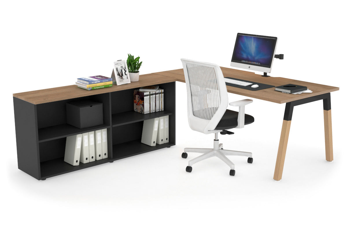 Premium Wooden Quadro A-Legs Executive Desk Frame - Black Cross Beam [1800L x 800W] with Cable Management - Perfect for Home Office & Conference Room Setup