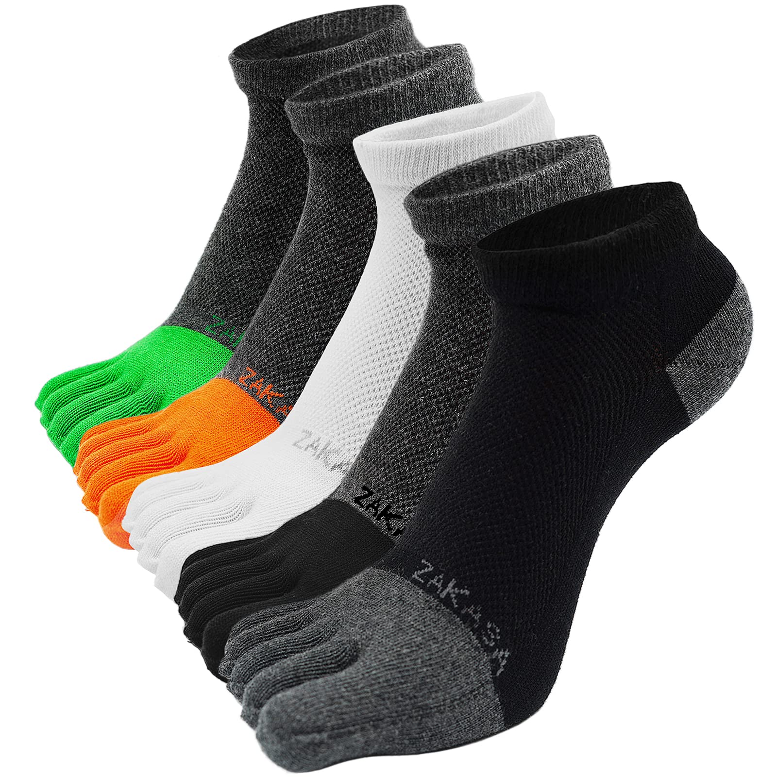 Breathable Five-Toe Socks for Men - Cotton Athletic Crew Socks (5 Pairs, Size 8-12) - No Show Running & Yoga Socks for Workout, Gym & Daily Comfort