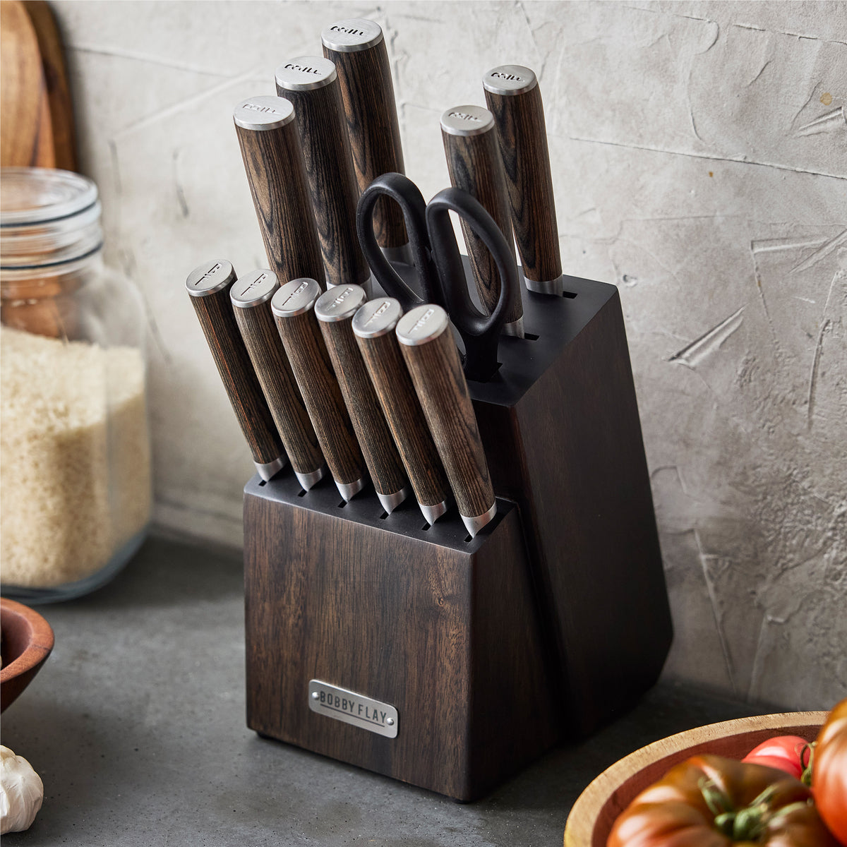 Bobby Flay by GreenPan 13-Piece Stainless Steel Knife Block Set - Premium Kitchen Knives for Chefs & Home Cooking, Perfect for Slicing, Dicing & Chopping Vegetables, Meat & Fruits