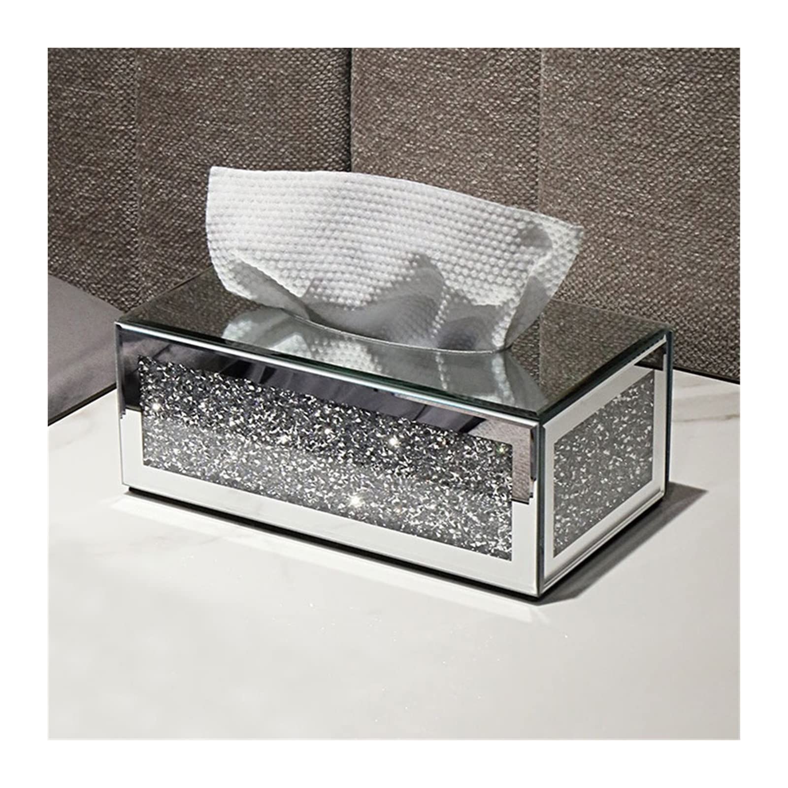 Premium Glass Tissue Box Holder - Elegant Rectangle Napkin Storage Box for Home & Office Decor - Perfect for Living Room, Kitchen, and Desktop Organization