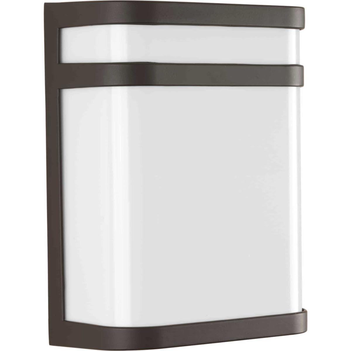 Progress Lighting Valera LED 1-Light Modern Outdoor Wall Lantern - Matte White Acrylic Shade, Architectural Bronze Finish - Perfect for Porch, Patio, Garden & Entryway Lighting