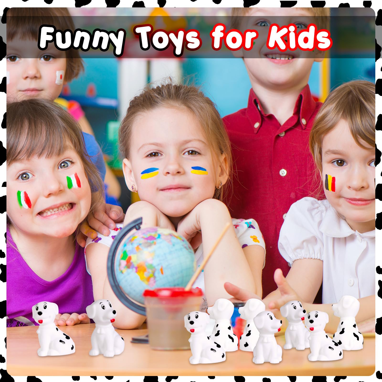 50 Pcs Mini Dalmatian Dog Bath Toys - Squeaky Floating Rubber Figures for Baby Showers, Birthday Parties, Cake Decorations & 100th Day of School Gifts (2.2 x 1.6 x 1.3 Inches) - Perfect for Bathtime Fun, Pool Parties & Sensory Play