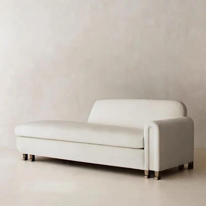 Minimalist White Overstuffed Square Arm Chaise Lounge Accent Chair - Modern Solid Color Living Room Furniture for Small Spaces, Apartments & Reading Nooks