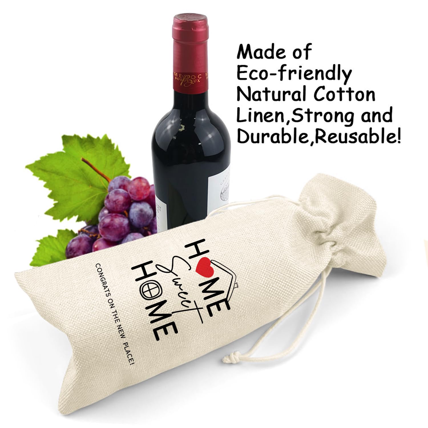 LANBAIHE Elegant Wine Gift Bag - Perfect Housewarming Gift for New Homeowners, Realtor Closing Gift, Home Sweet Home Party Decor - Ideal for Women & Men | Great for Housewarming Parties, Client Appreciation & New Home Celebrations