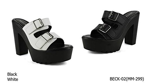 Women's Chunky Platform Sandals with Buckle Detail - Black | Comfortable & Stylish Summer Shoes for Casual Outings, Beach Vacations & Daily Wear