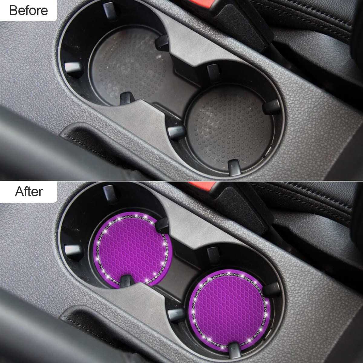 2-Pack Bling Crystal Rhinestone Car Cup Holder Coasters - 2.75