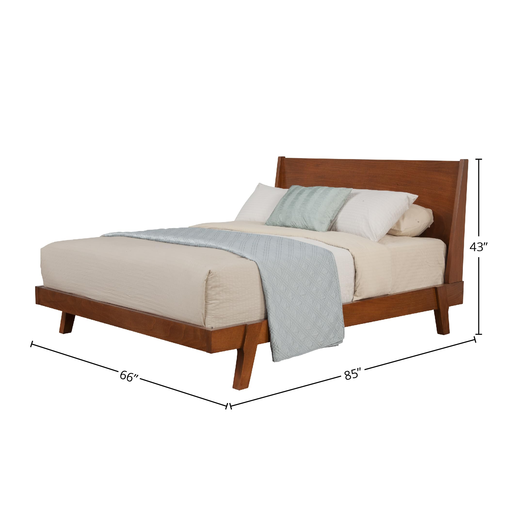 Premium Alpine Furniture Dakota Queen Size Bed Frame - Solid Mahogany Wood Platform Bed with Sturdy Slat Support | Perfect for Modern Bedrooms, Guest Rooms & Master Suites