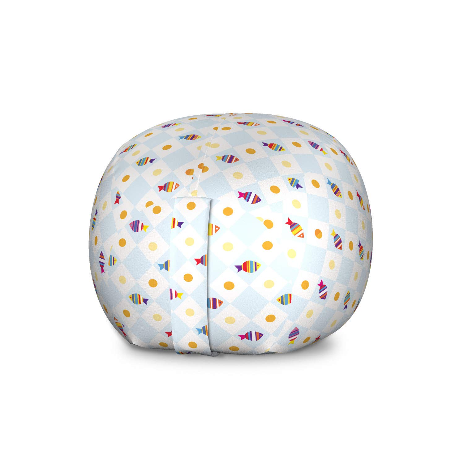 Ambesonne Cartoon Toy Storage Bag Chair - Aquarium Fish Design with Geometric Patterns, Large Washable Stuffed Animal Organizer for Kids' Room, Playroom & Nursery - Multicolor