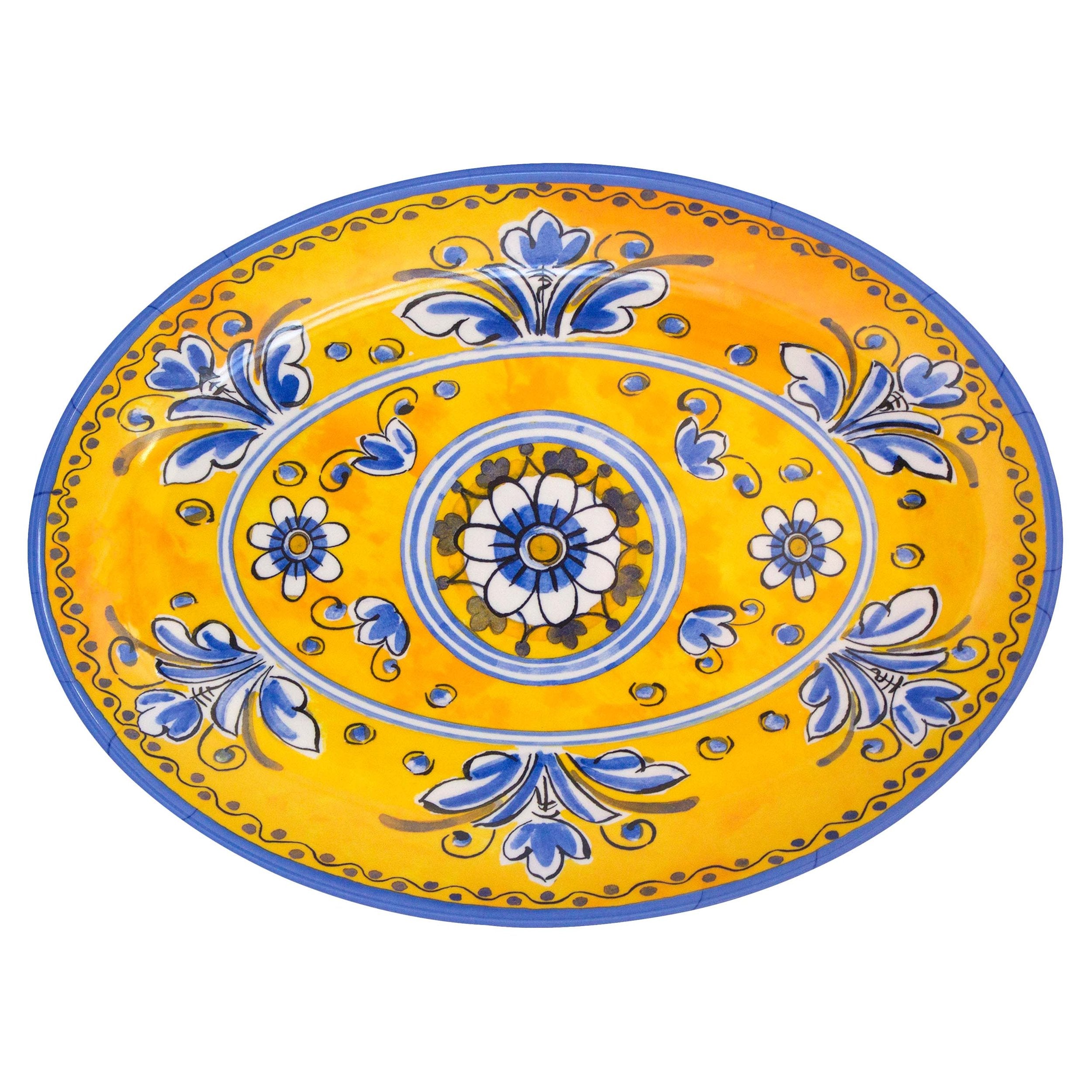 Benidorm 16-Inch Oval Serving Platter - Elegant Porcelain Dish for Entertaining, Buffets & Holiday Dinners