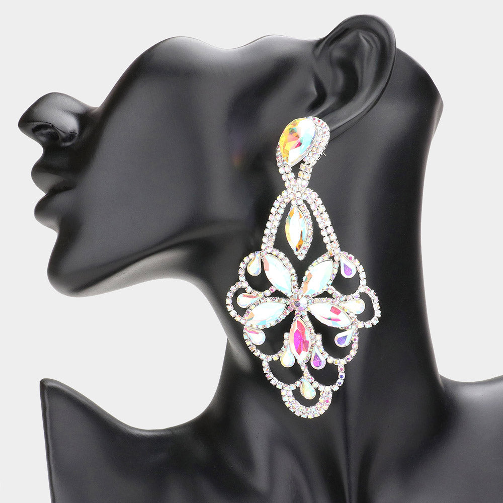 Lightweight AB Crystal Marquise Teardrop Pageant Earrings for Prom, Wedding & Evening Events | Elegant Dangle Earrings for Women | 577812 | Perfect for Formal Occasions, Dances & Special Celebrations