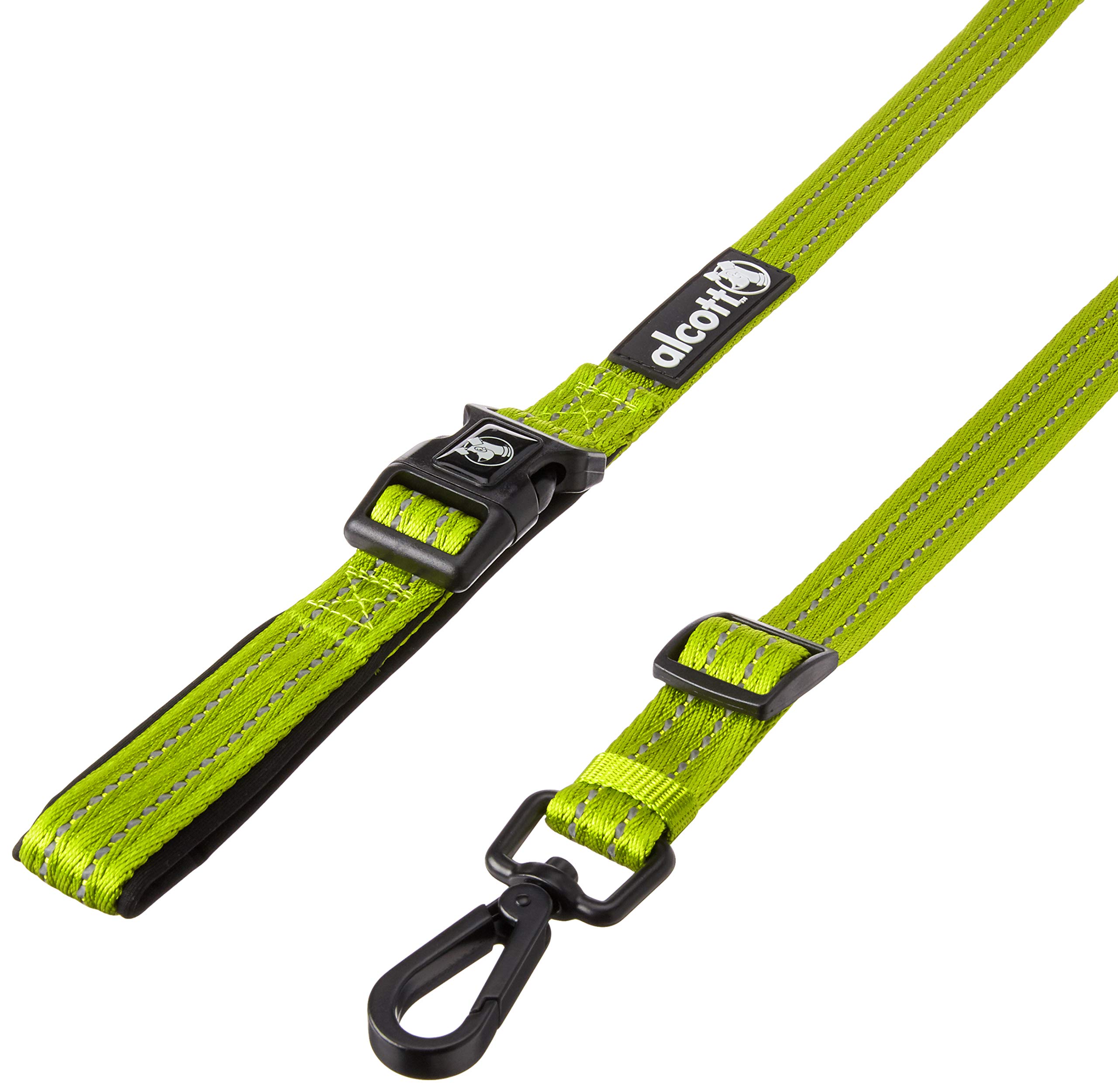 Alcott Weekender Dog Leash - Reflective Stitching & Neoprene Padded Handle, Adjustable 3-5 Feet, Green - Perfect for Walking, Jogging & Nighttime Safety with Pets