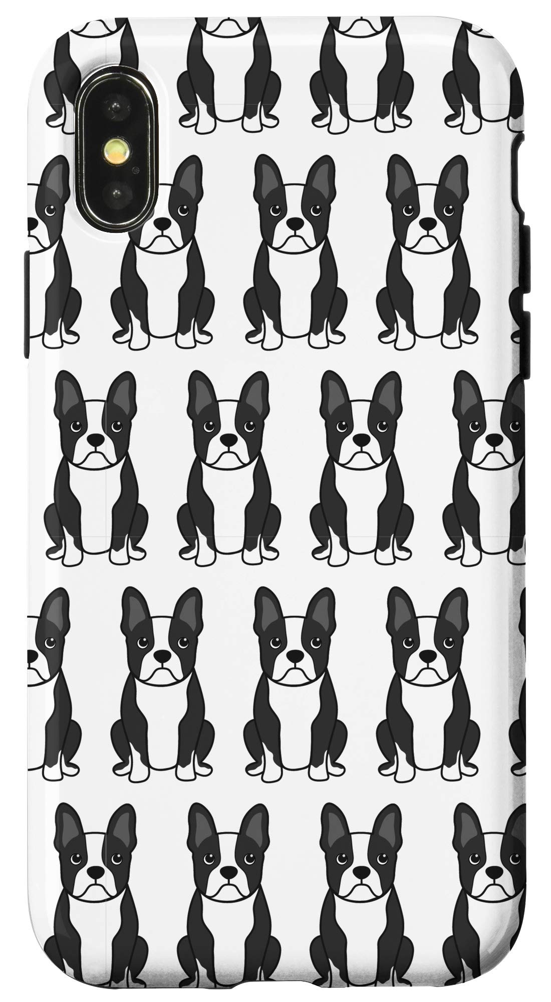 iPhone X/XS Boston Terrier Phone Case - Cute White Puppy Dog Design Protective Cover - Perfect Gift for Pet Lovers & Dog Owners - Great for Everyday Use, Travel & Work