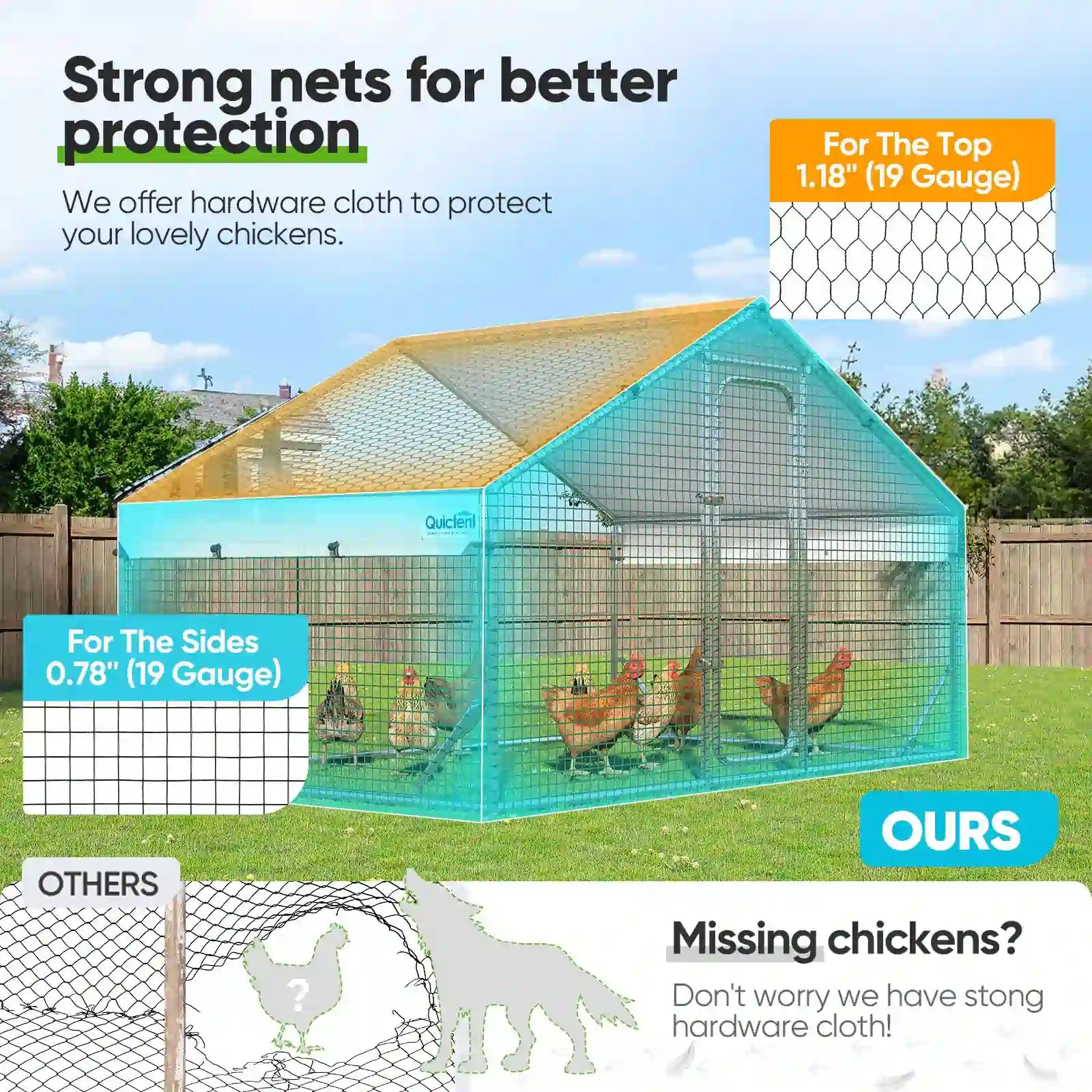 Large Metal Chicken Coop Run - Durable Outdoor Poultry Pen for Hens & Roosters - Perfect for Backyard Farming & Free Range Chicken Keeping