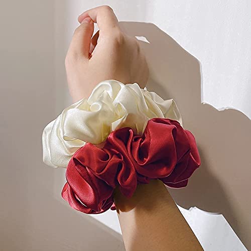 INDVIK Satin Silk Hair Scrunchies for Women - Soft Fluffy Hair Ties & Ponytail Holders for Fine & Curly Hair - 1pc Set (Perfect for Everyday Use, Work, Gym & Special Occasions)