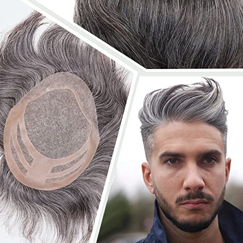 1B Mixed 50% Grey White Hair
