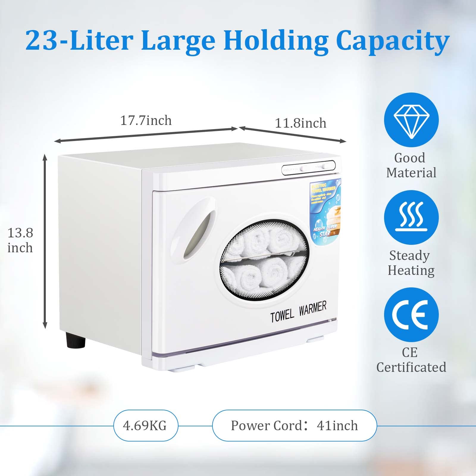 Professional 23L Large Capacity Hot Towel Warmer Cabinet - Spa & Salon Grade Towel Heater for Facial, Beauty, Hotel & Home Use - Steam Towel Warmer with See-Through Window (White) - Perfect for Spa Treatments, Salon Services & Luxury Bathroom Experience
