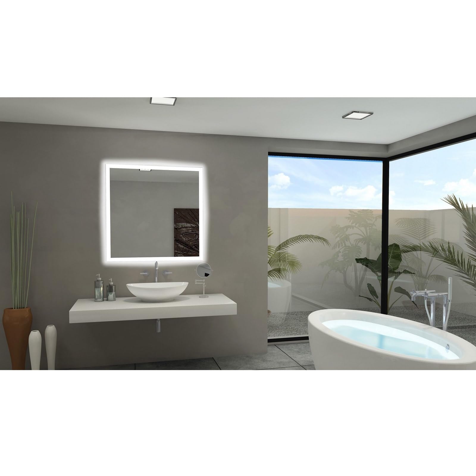 IB Mirror Rectangle Backlit Bathroom Mirror with Cool White LED Lighting - Perfect for Modern Vanity, Makeup Application & Spa-Like Bathroom Decor