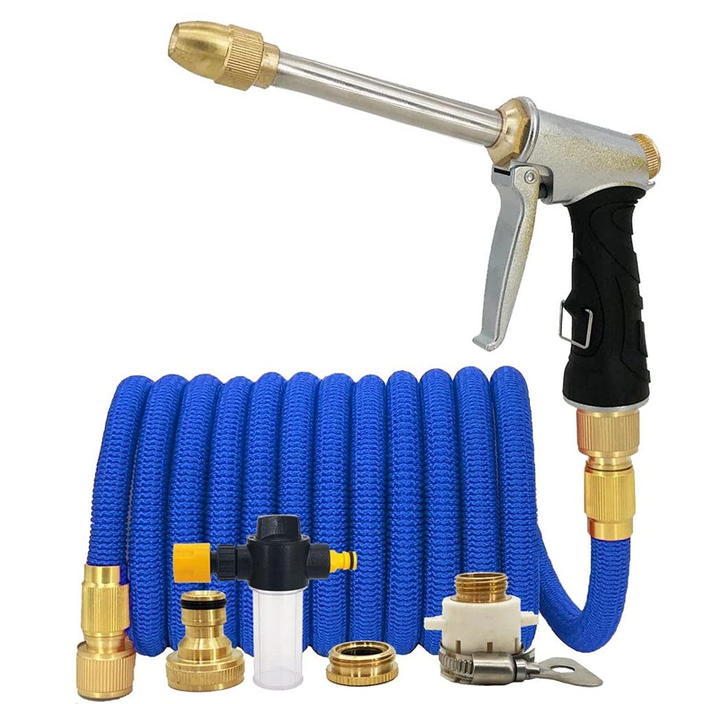 **High Pressure Garden Hose with Spray Gun - 50ft Heavy Duty Water Hose for Car Washing, Gardening, and Outdoor Cleaning - Perfect for Lawn Care, Patio Cleaning, and Plant Watering**