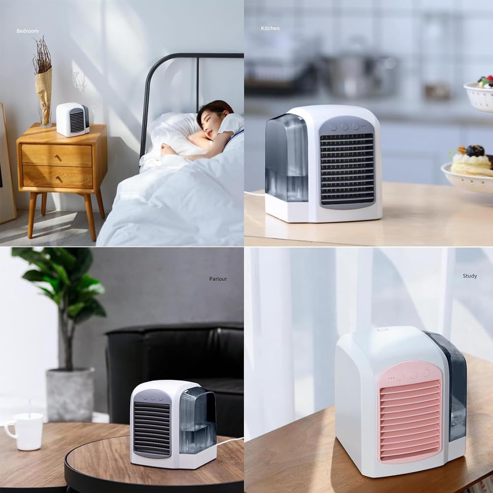 Frost Blast Pro Portable Air Chiller - Powerful Evaporative Cooler with 3 Quiet Speeds & Humidifier | Personal Desktop Cooling Fan for Home, Office & Outdoor Use (Gray)