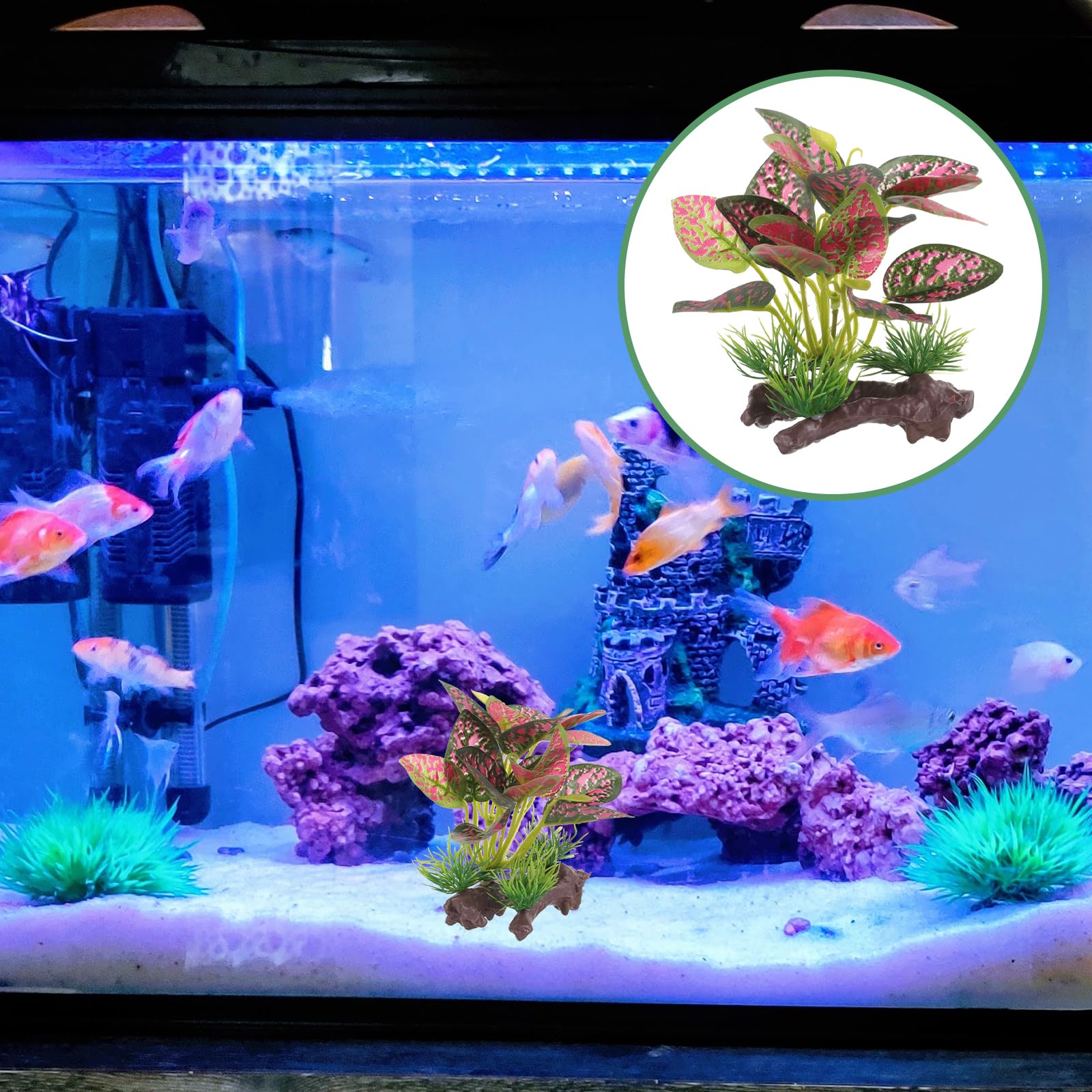 Beaupretty Artificial Aquarium Plants - Lifelike Silk Water Plants for Fish Tank Decor, Turtle Habitat, Desktop & Home Decoration - Large Plastic Fake Plants for Aquascaping & Fish Tank Supplies (Set of 6) - Perfect for Freshwater Tanks, Office Decor & Reptile Enclosures