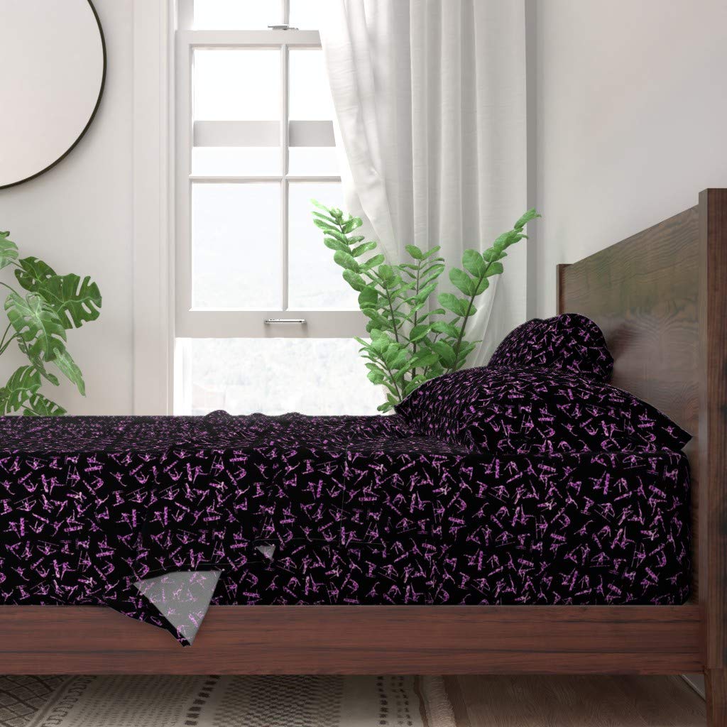 100% Cotton Queen 4-Piece Sheet Set | Pink Black Leopard Cheetah Print | Gymnastics Themed Custom Bedding | Soft & Breathable for Comfortable Sleep | Perfect for Gymnast Dorm Rooms & Sports-Themed Bedrooms