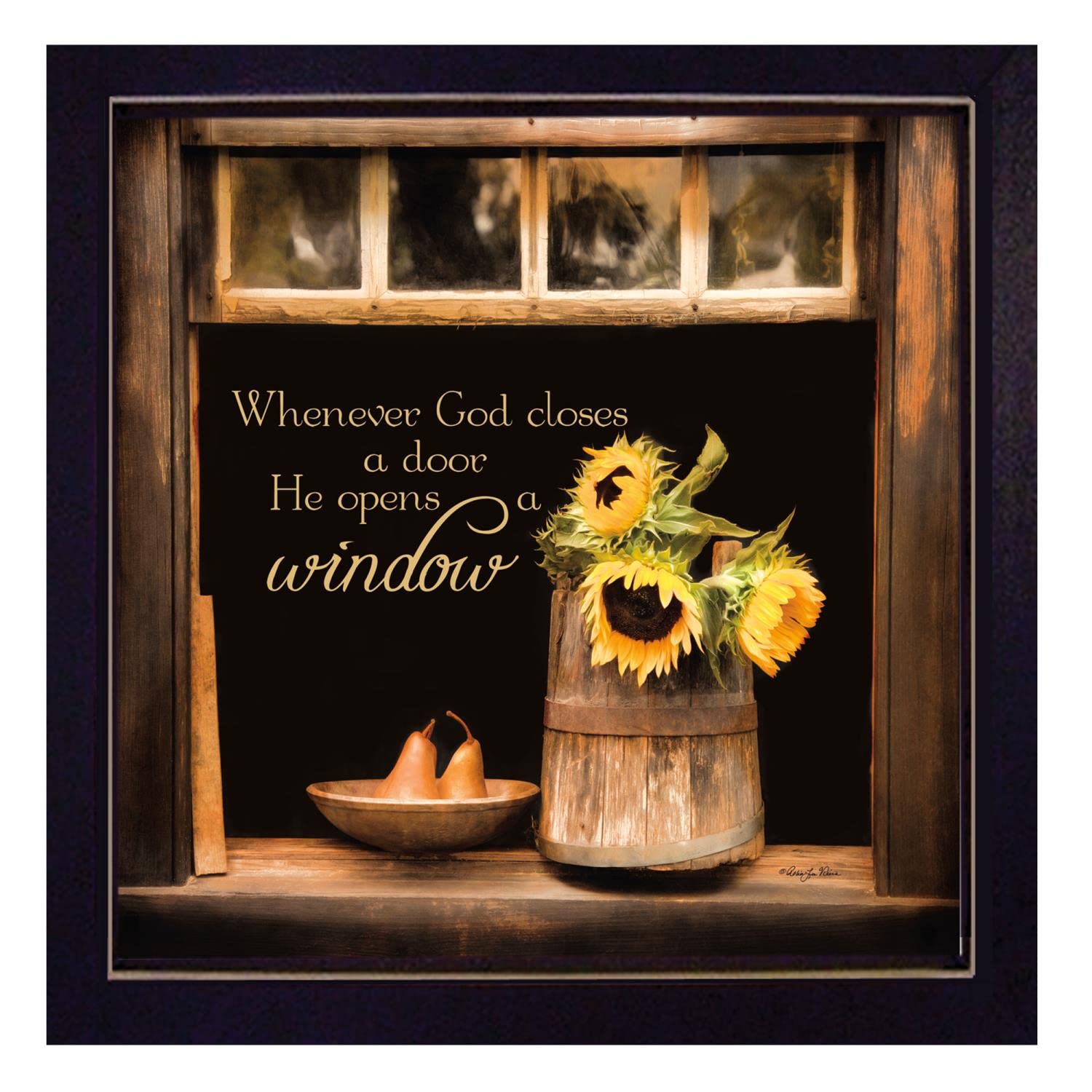 God Opens Windows by Robin-Lee Vieira - Inspirational Framed Wall Art with Black Frame, Perfect for Home, Office, or Gift Giving