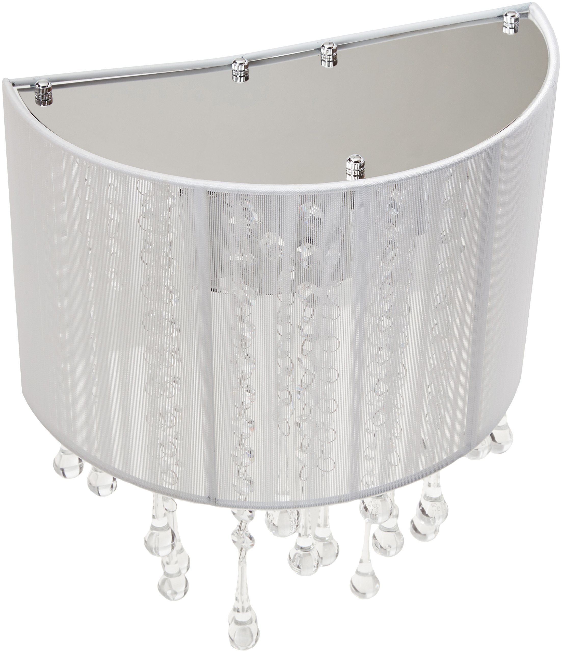 HF1511-WHT White Wall Sconce with Silk Shade - Elegant Lighting Fixture for Bedroom, Living Room, and Hallway Decor