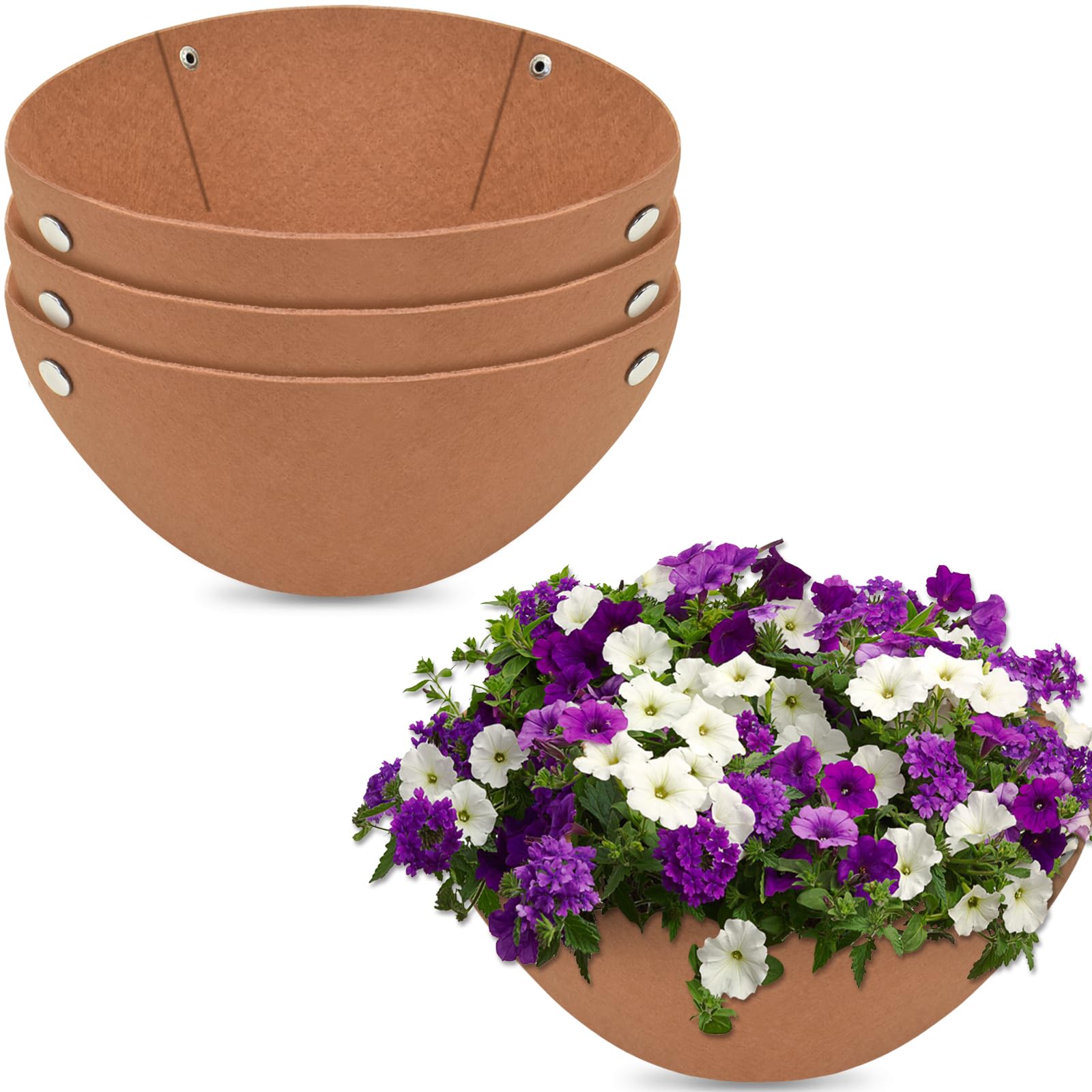 Halatool 4PCS 12 Inch Felt Hanging Basket Liners - Round Fabric Planter Basket Liner for Hanging Plants & Flowers, Eco-Friendly Coco Liner Alternative - Perfect for Indoor/Outdoor Garden Decor & Bird Nest Prevention