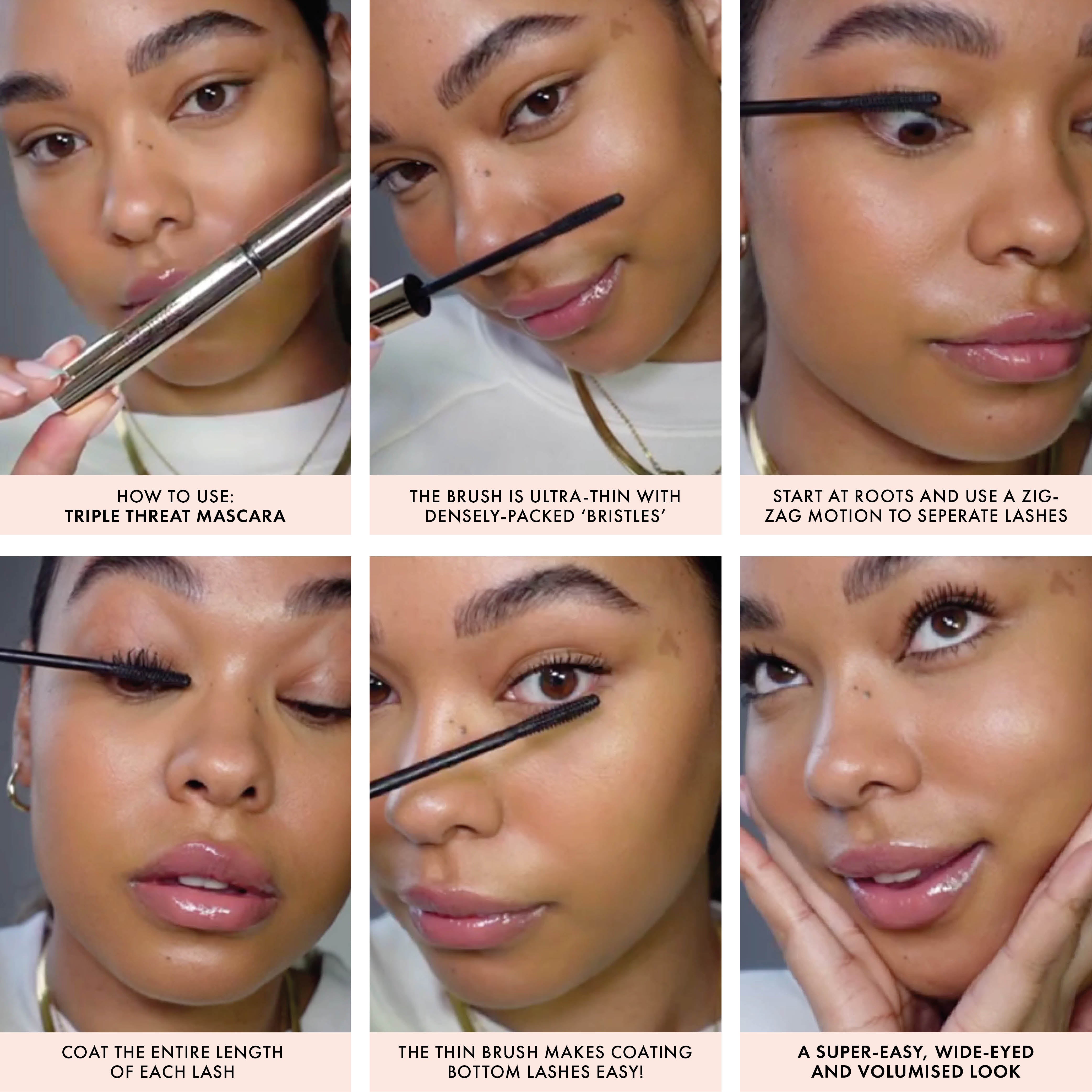 Triple Threat Mascara - Volumizing, Lengthening & Waterproof Mascara for Dramatic Lashes | Perfect for Day to Night Looks & Special Occasions