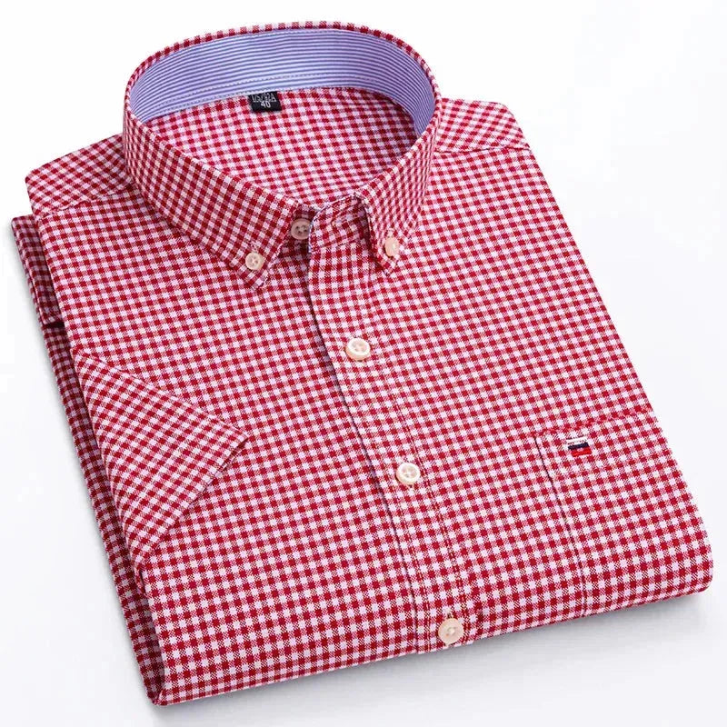 Stylish Men's Short Sleeve Checkered Shirt | Casual Plaid Button Down Shirt for Men | Perfect for Office, Dating & Outdoor Activities