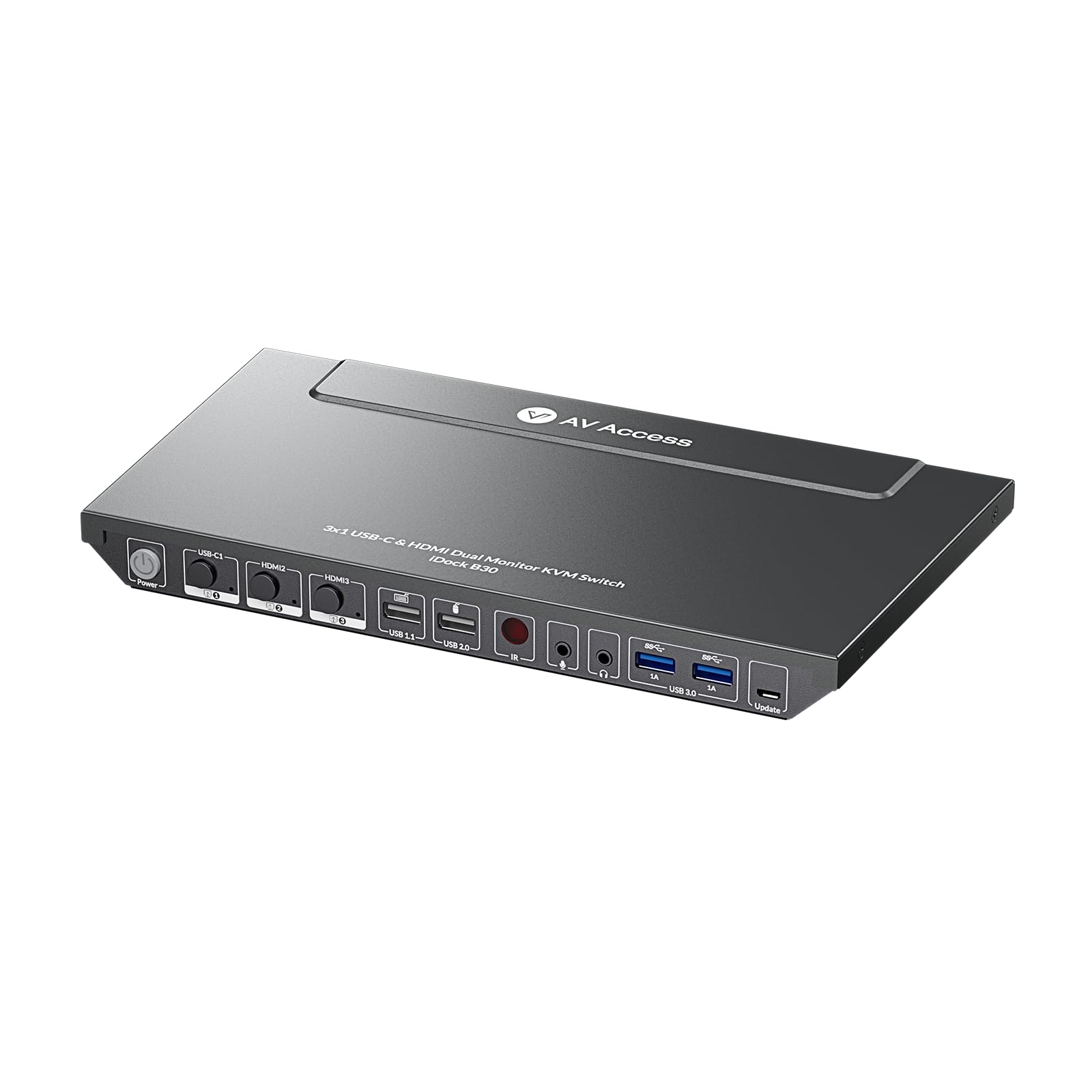 AV Access 4K KVM Switch Dock for Laptop & 2 PCs - Dual Monitor USB-C Docking Station with 65W Charging, Ethernet, HDMI 4K@60Hz, Hotkey Switch - Perfect for Home Office & Multi-Device Workspace