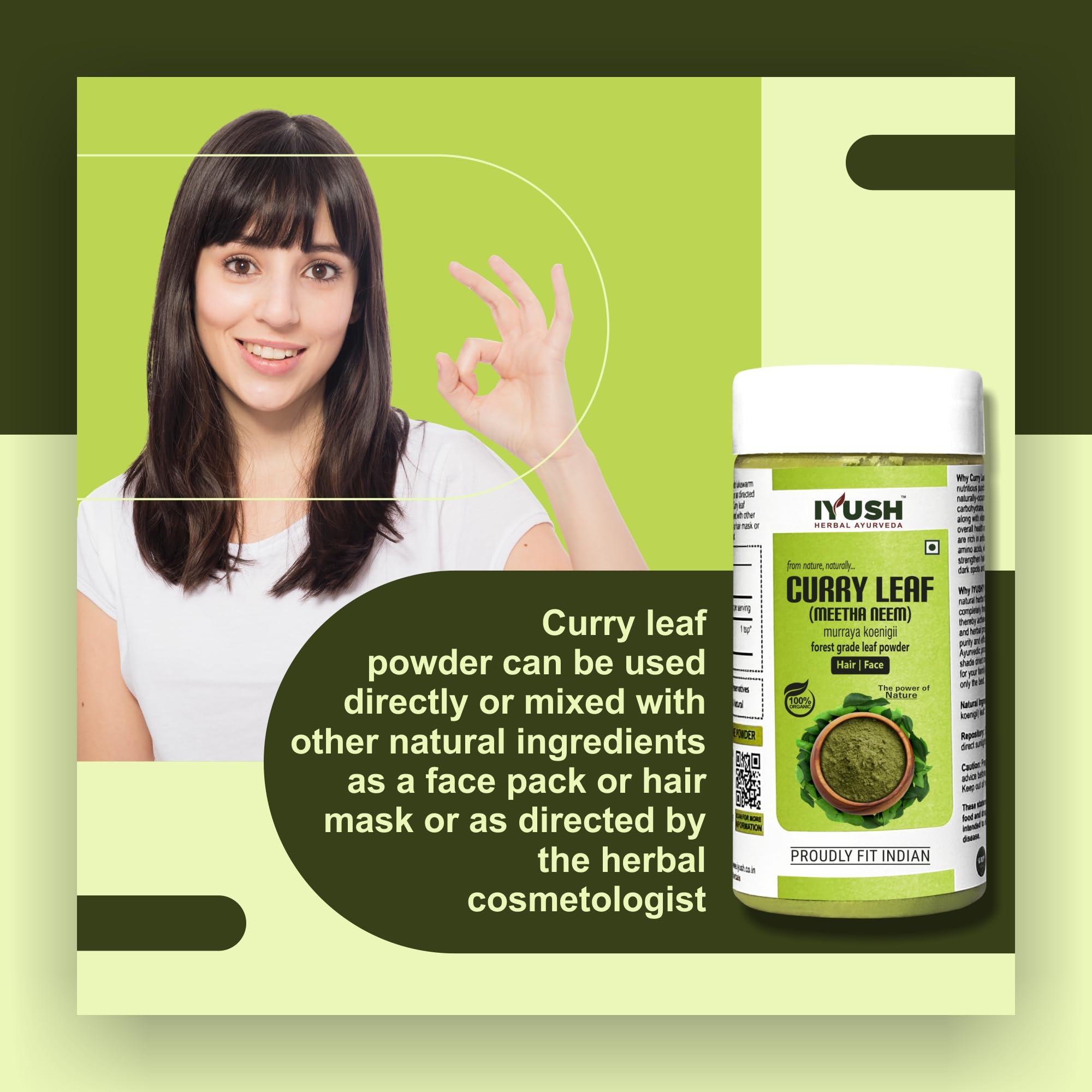 IYUSH Organic Ayurvedic Curry Leaves Powder – 250g | Natural Hair Growth Supplement | Kadi Patta Powder for Thicker Hair | Herbal Remedy for Hair Care & Scalp Health | Perfect for DIY Hair Masks & Ayurvedic Treatments