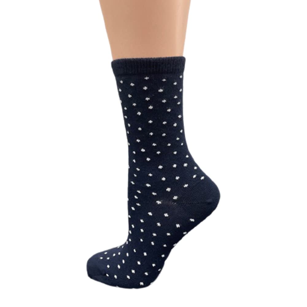Women's Cotton Crew Socks - Striped & Polka Dot Dress Socks for Women | Soft Mid-Calf Casual Socks for All-Day Comfort & Stylish Look | Perfect for Office, Daily Wear & Fashion Outfits