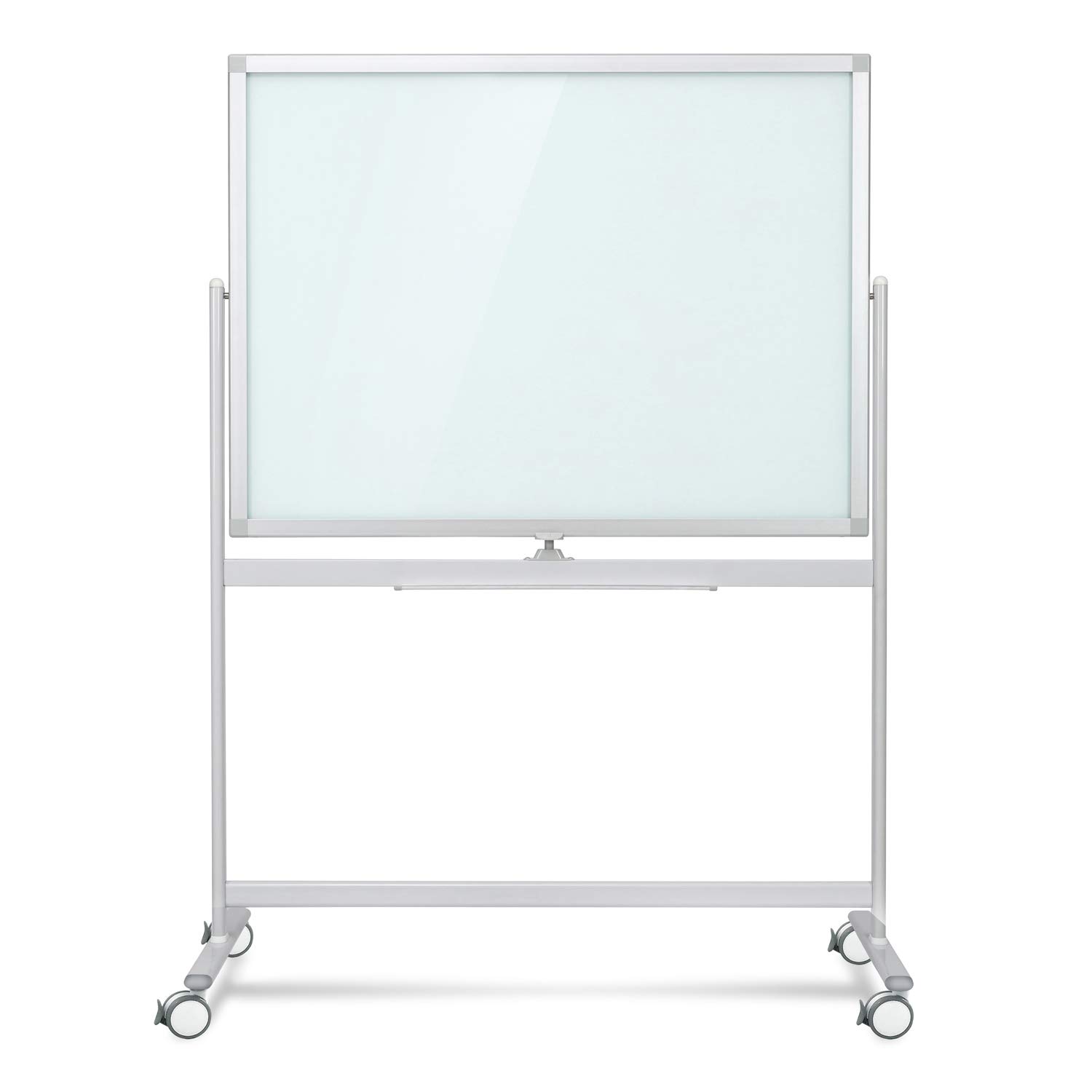 Magnetic Double-Sided Glass Whiteboard with Wheels - 48