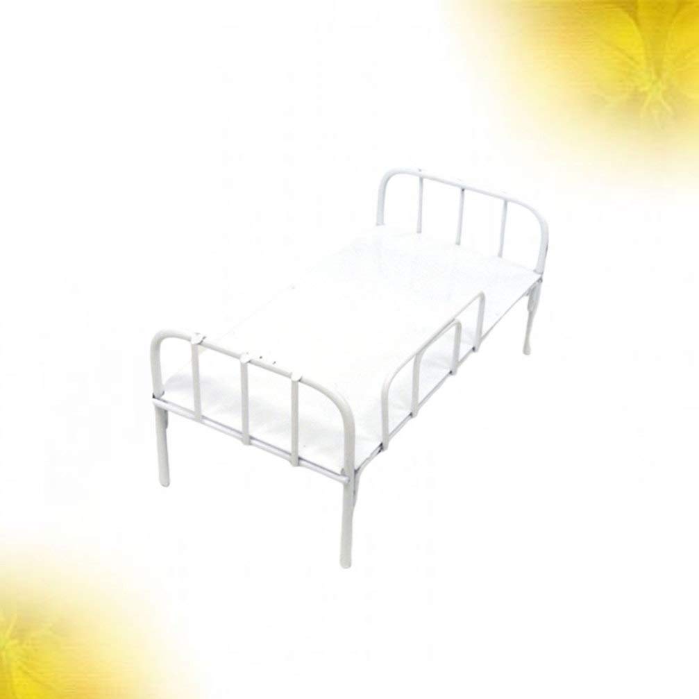 EXCEART Miniature Iron Bed - 1:12 Scale Dollhouse Furniture, White Metal Toy Bed for Dollhouse Decor, DIY Crafts, and Collectibles - Perfect for Dollhouse Accessories, Miniature Displays, and Model Scenes
