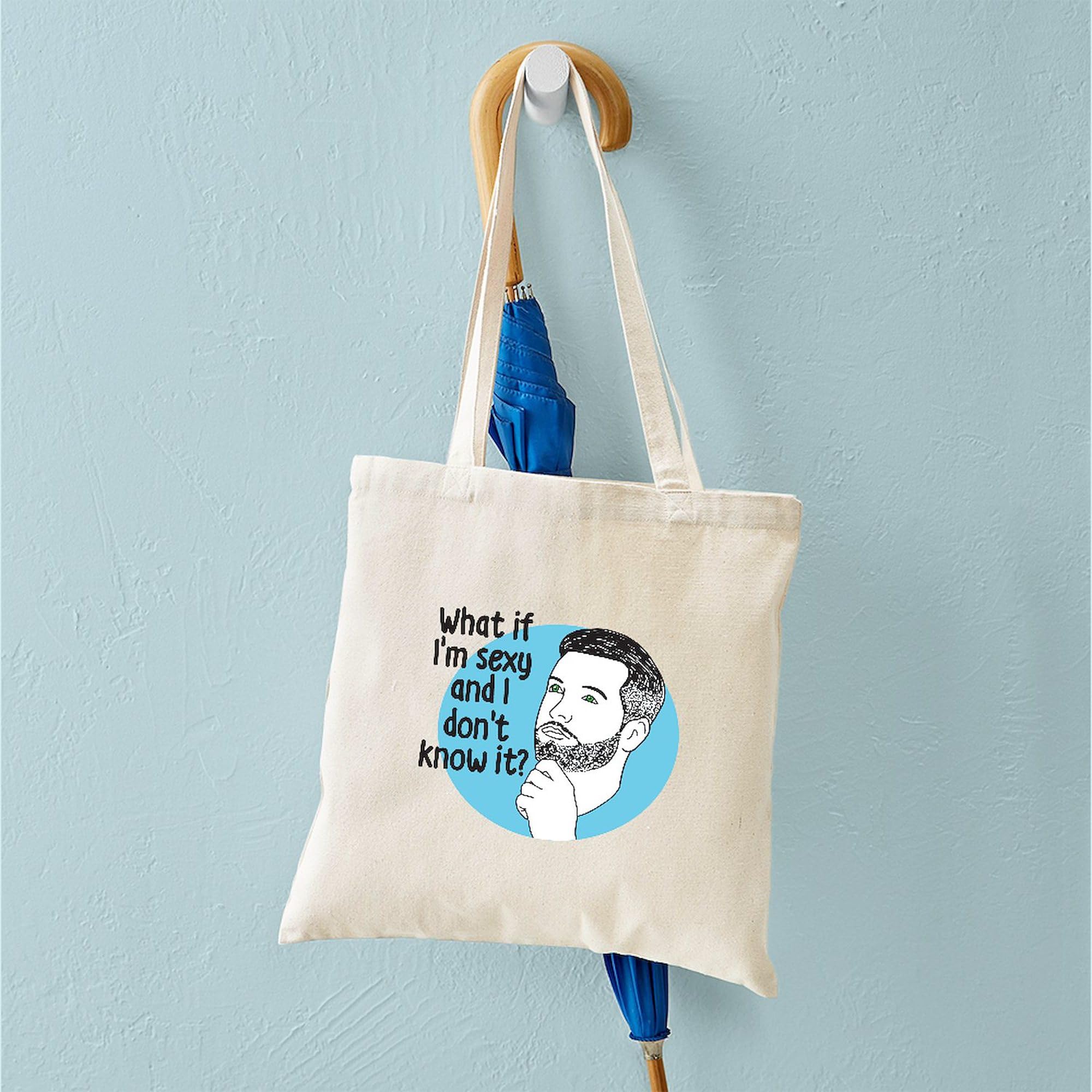Sexy And I Don't Know It Natural Canvas Tote Bag - Eco-Friendly Reusable Shopping Bag for Groceries, Beach Trips & Daily Use