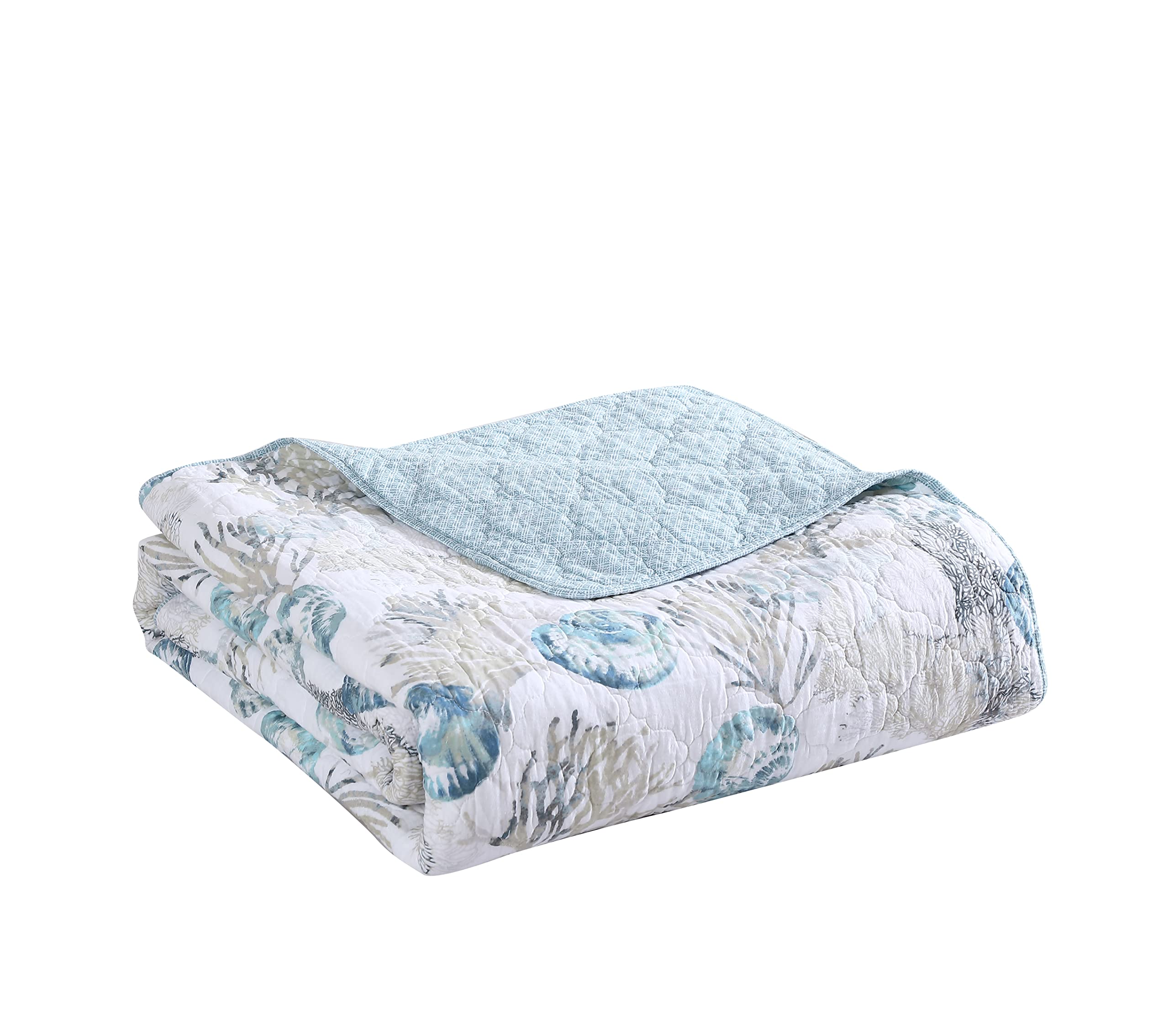 Tommy Bahama Queen Quilt Set - Reversible 100% Cotton All Season Bedding with Matching Shams | Coastal Decor for Beach House & Guest Room | Freeport Blue Queen Size
